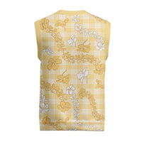Melemele Aloha Hawaii Christmas Knitted V-Neck Vest Plumeria Lei With Palaka Motif - Polynesian Pride