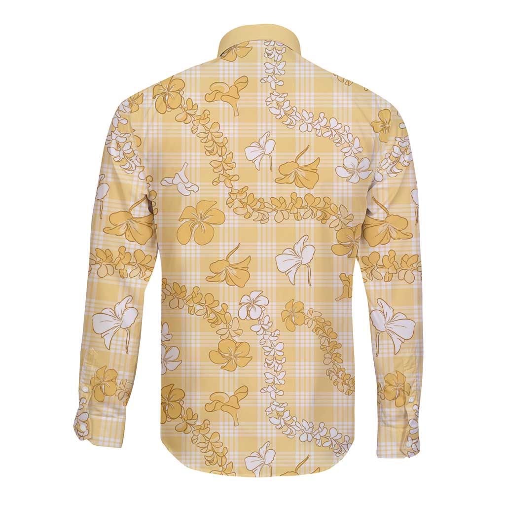 Melemele Aloha Hawaii Long Sleeve Button Shirt Plumeria Lei With Palaka Motif LT14 - Polynesian Pride
