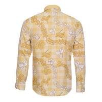 Melemele Aloha Hawaii Long Sleeve Button Shirt Plumeria Lei With Palaka Motif LT14 - Polynesian Pride