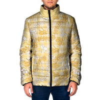 Melemele Aloha Hawaii Padded Jacket Plumeria Lei With Palaka Motif LT14 Men Yellow - Polynesian Pride