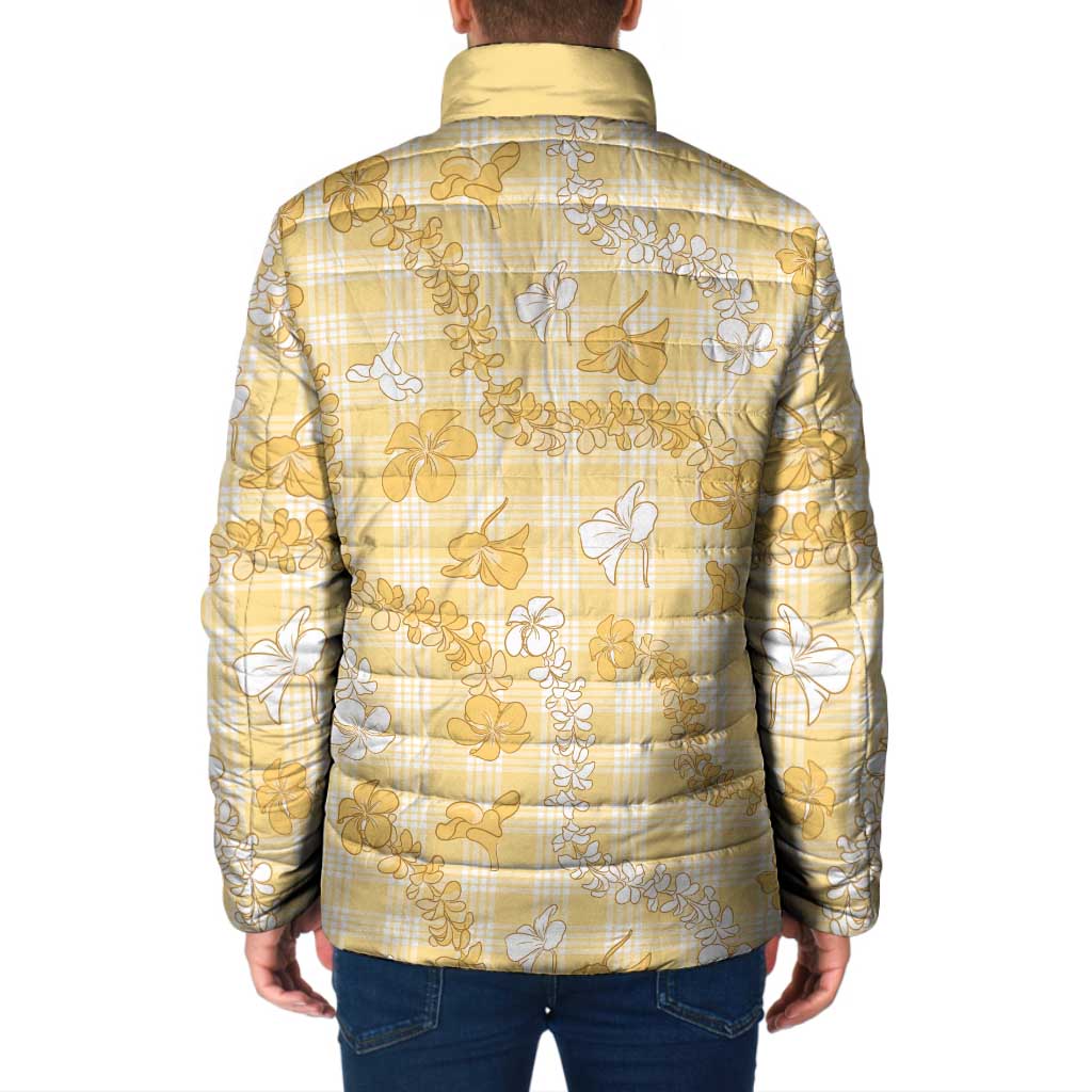 Melemele Aloha Hawaii Padded Jacket Plumeria Lei With Palaka Motif LT14 - Polynesian Pride