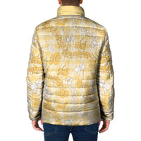 Melemele Aloha Hawaii Padded Jacket Plumeria Lei With Palaka Motif LT14 - Polynesian Pride