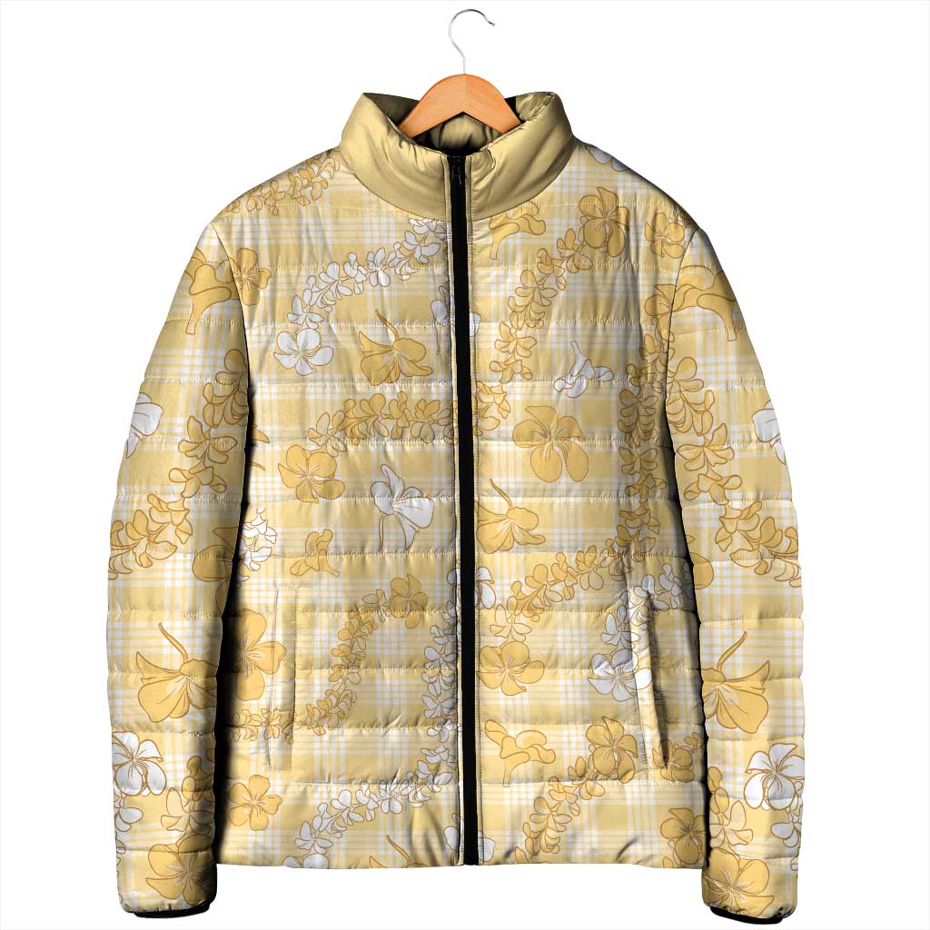 Melemele Aloha Hawaii Padded Jacket Plumeria Lei With Palaka Motif LT14 - Polynesian Pride