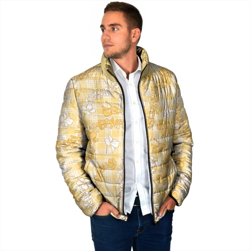 Melemele Aloha Hawaii Padded Jacket Plumeria Lei With Palaka Motif LT14 - Polynesian Pride