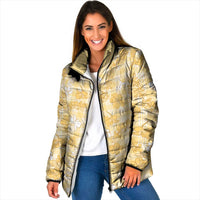 Melemele Aloha Hawaii Padded Jacket Plumeria Lei With Palaka Motif LT14 Women Yellow - Polynesian Pride