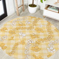 Melemele Aloha Hawaii Round Carpet Plumeria Lei With Palaka Motif - Polynesian Pride