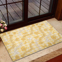 Melemele Aloha Hawaii Rubber Doormat Plumeria Lei With Palaka Motif LT14 - Polynesian Pride