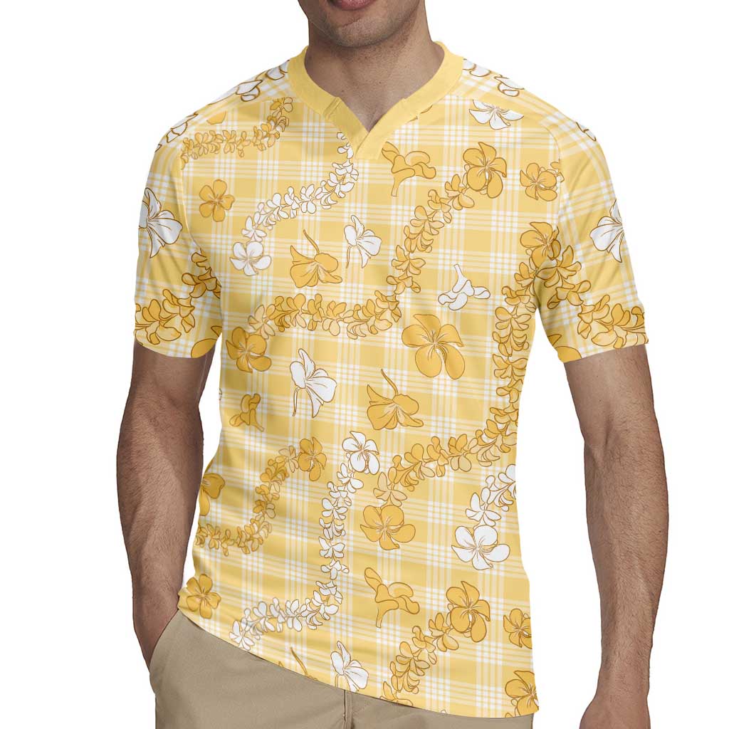 Melemele Aloha Hawaii Rugby Jersey Plumeria Lei With Palaka Motif LT14 - Polynesian Pride