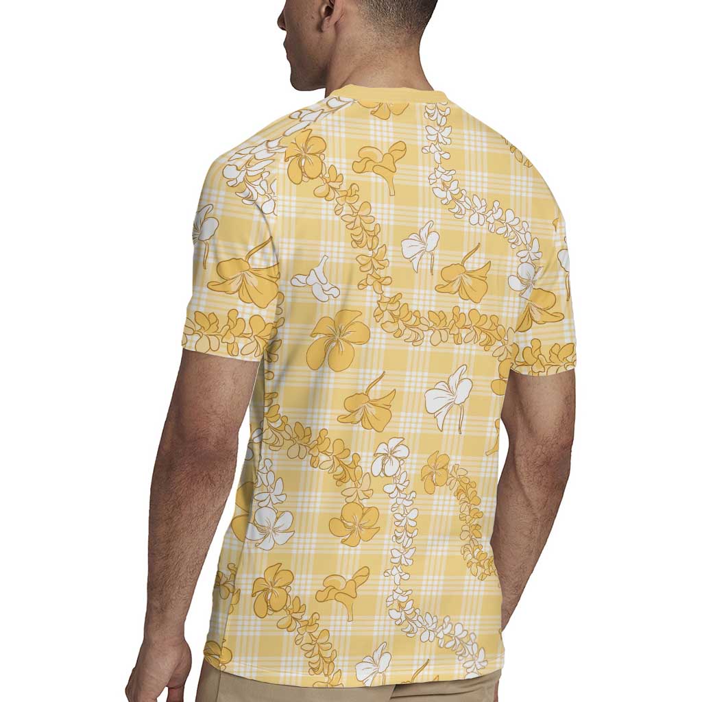 Melemele Aloha Hawaii Rugby Jersey Plumeria Lei With Palaka Motif LT14 - Polynesian Pride