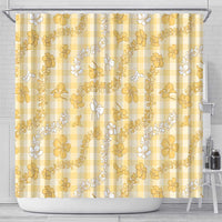 Melemele Aloha Hawaii Shower Curtain Plumeria Lei With Palaka Motif - Polynesian Pride