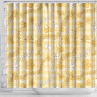 Melemele Aloha Hawaii Shower Curtain Plumeria Lei With Palaka Motif - Polynesian Pride