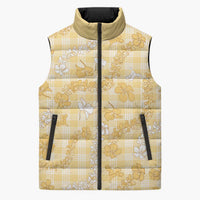 Melemele Aloha Hawaii Sleeveless Puffer Jacket Plumeria Lei With Palaka Motif LT14 Unisex Yellow - Polynesian Pride