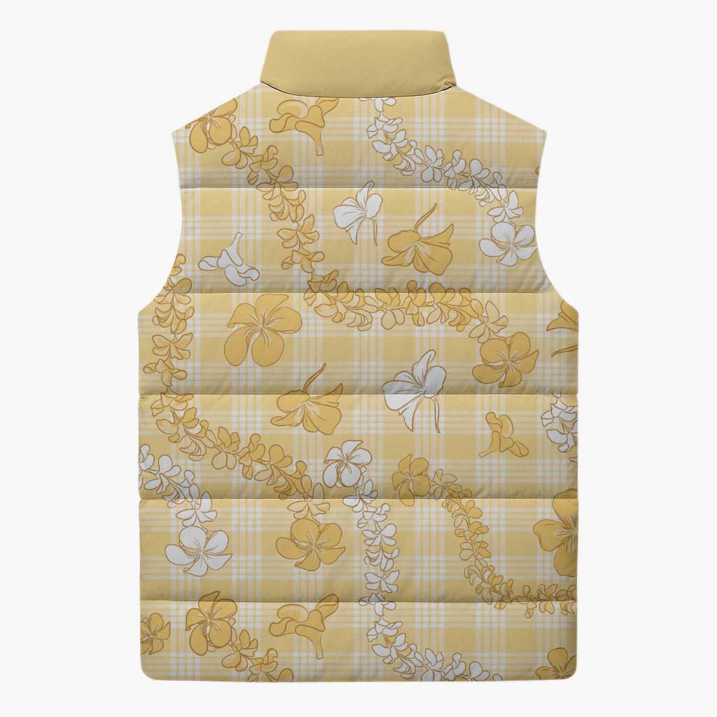 Melemele Aloha Hawaii Sleeveless Puffer Jacket Plumeria Lei With Palaka Motif LT14 - Polynesian Pride