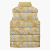 Melemele Aloha Hawaii Sleeveless Puffer Jacket Plumeria Lei With Palaka Motif LT14 - Polynesian Pride
