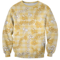 Melemele Aloha Hawaii Sweatshirt Plumeria Lei With Palaka Motif LT14 Unisex Yellow - Polynesian Pride