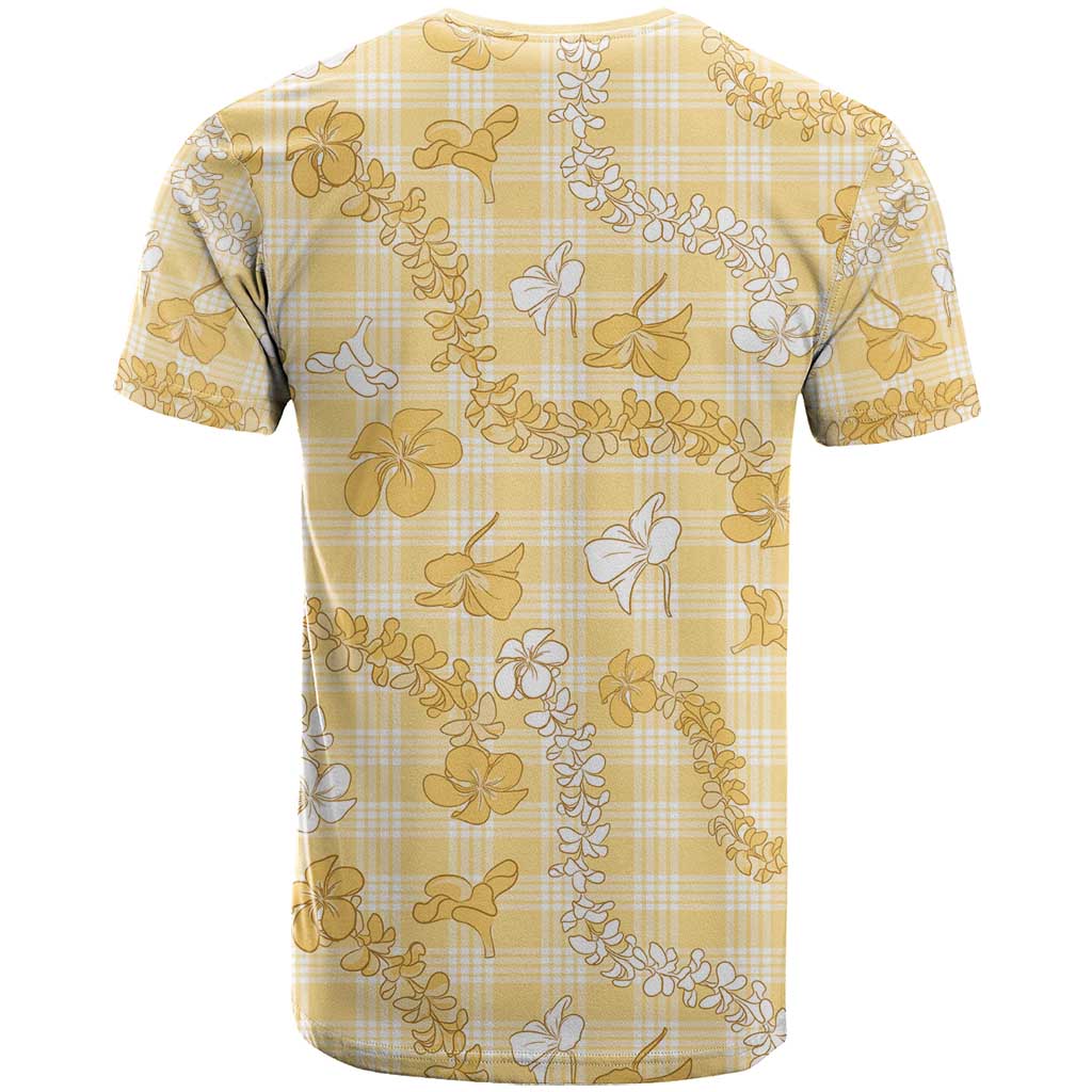 Melemele Aloha Hawaii T Shirt Plumeria Lei With Palaka Motif - Polynesian Pride