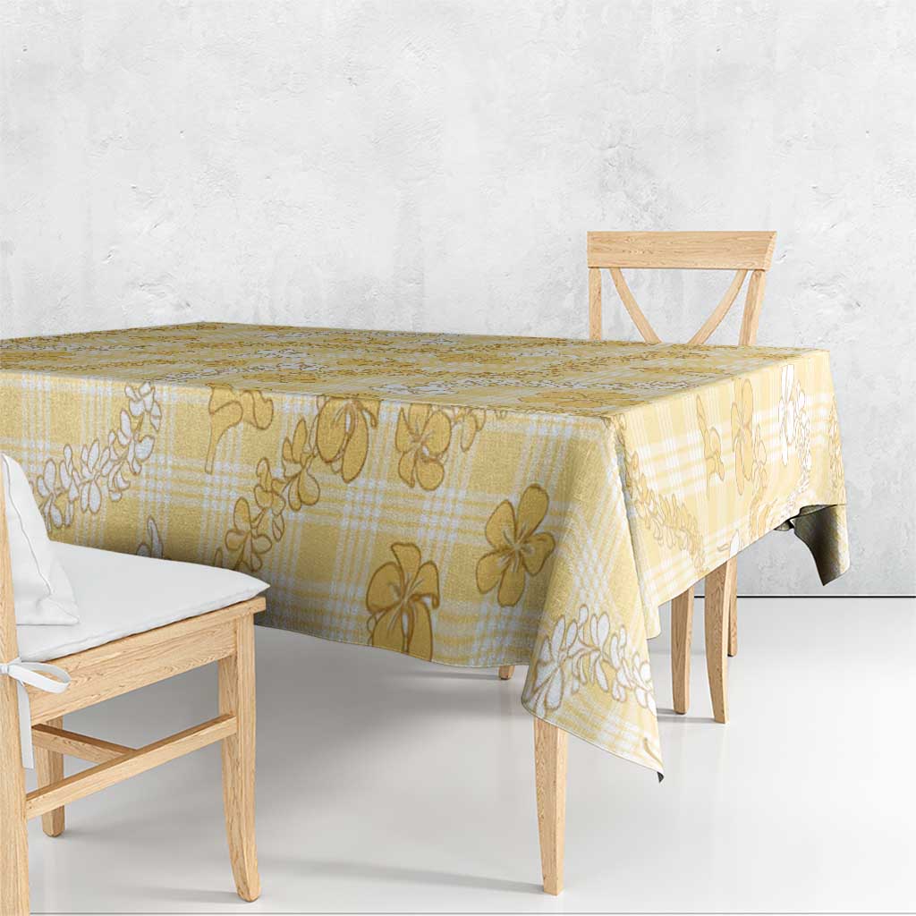 Melemele Aloha Hawaii Tablecloth Plumeria Lei With Palaka Motif - Polynesian Pride