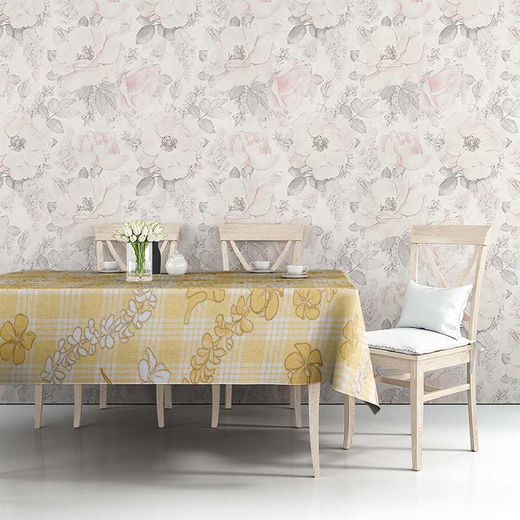 Melemele Aloha Hawaii Tablecloth Plumeria Lei With Palaka Motif - Polynesian Pride