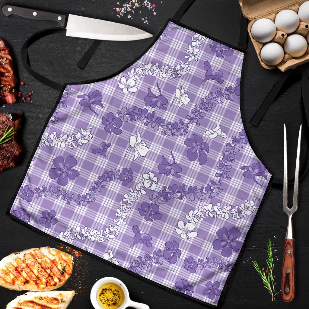 Poni Aloha Hawaii Apron Plumeria Lei With Palaka Motif - Polynesian Pride