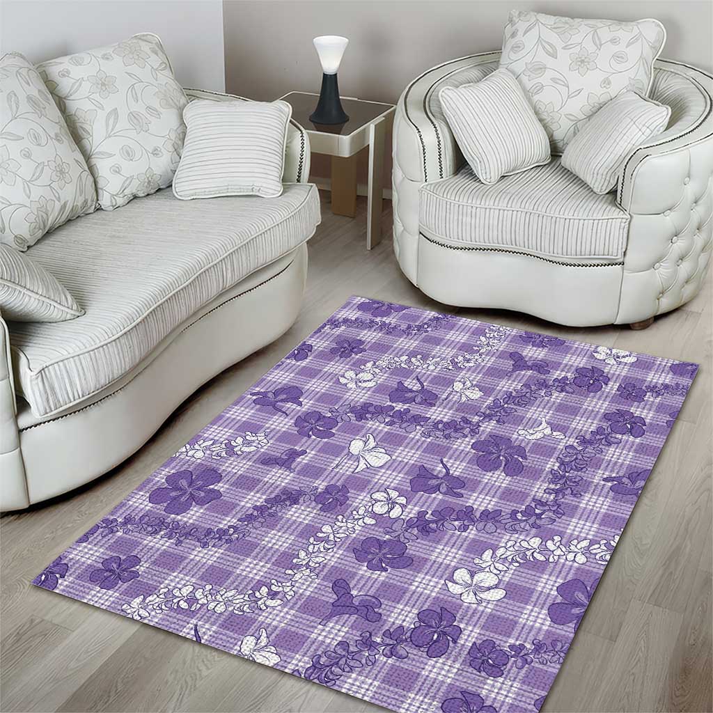 Poni Aloha Hawaii Area Rug Plumeria Lei With Palaka Motif - Polynesian Pride