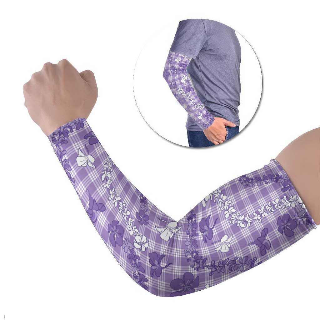 Poni Aloha Hawaii Arm Sleeves Plumeria Lei With Palaka Motif - Polynesian Pride