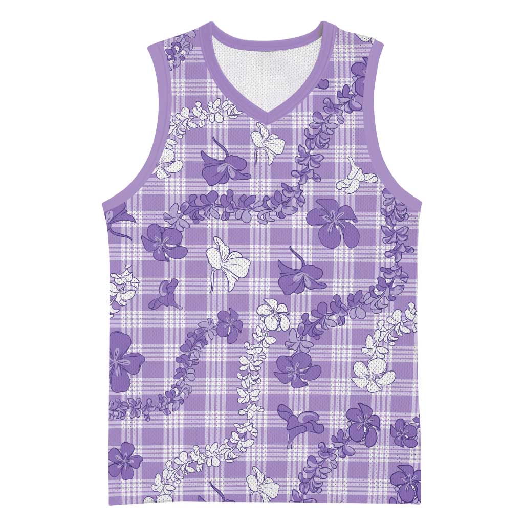 Poni Aloha Hawaii Basketball Jersey Plumeria Lei With Palaka Motif LT14 Unisex Purple - Polynesian Pride