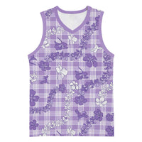 Poni Aloha Hawaii Basketball Jersey Plumeria Lei With Palaka Motif LT14 Unisex Purple - Polynesian Pride