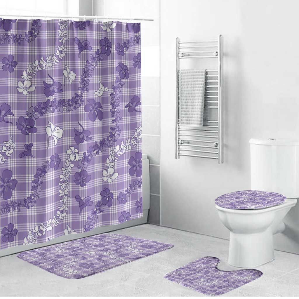 Poni Aloha Hawaii Bathroom Set Plumeria Lei With Palaka Motif - Polynesian Pride