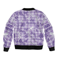 Poni Aloha Hawaii Bomber Jacket Plumeria Lei With Palaka Motif LT14 - Polynesian Pride
