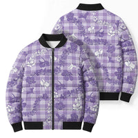 Poni Aloha Hawaii Bomber Puffer Jacket Plumeria Lei With Palaka Motif - Polynesian Pride