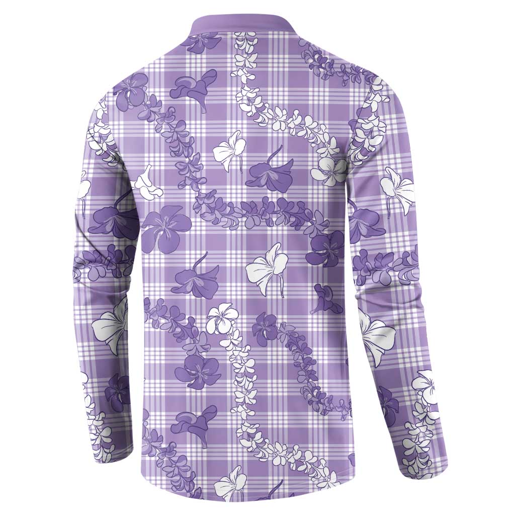 Poni Aloha Hawaii Button Sweatshirt Plumeria Lei With Palaka Motif - Polynesian Pride