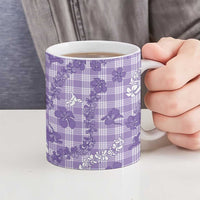 Poni Aloha Hawaii Ceramic Mug Plumeria Lei With Palaka Motif - Polynesian Pride