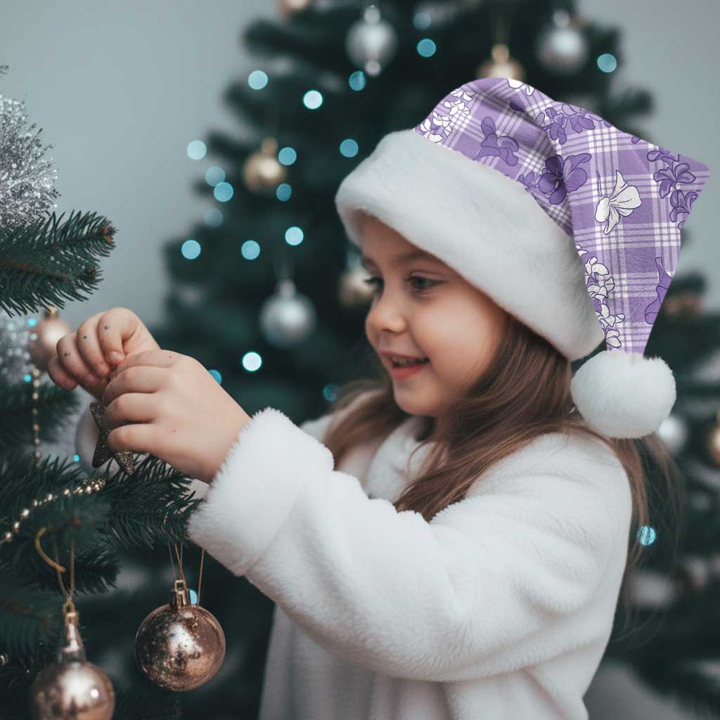 Poni Aloha Hawaii Christmas Santa Hat Plumeria Lei With Palaka Motif - Polynesian Pride