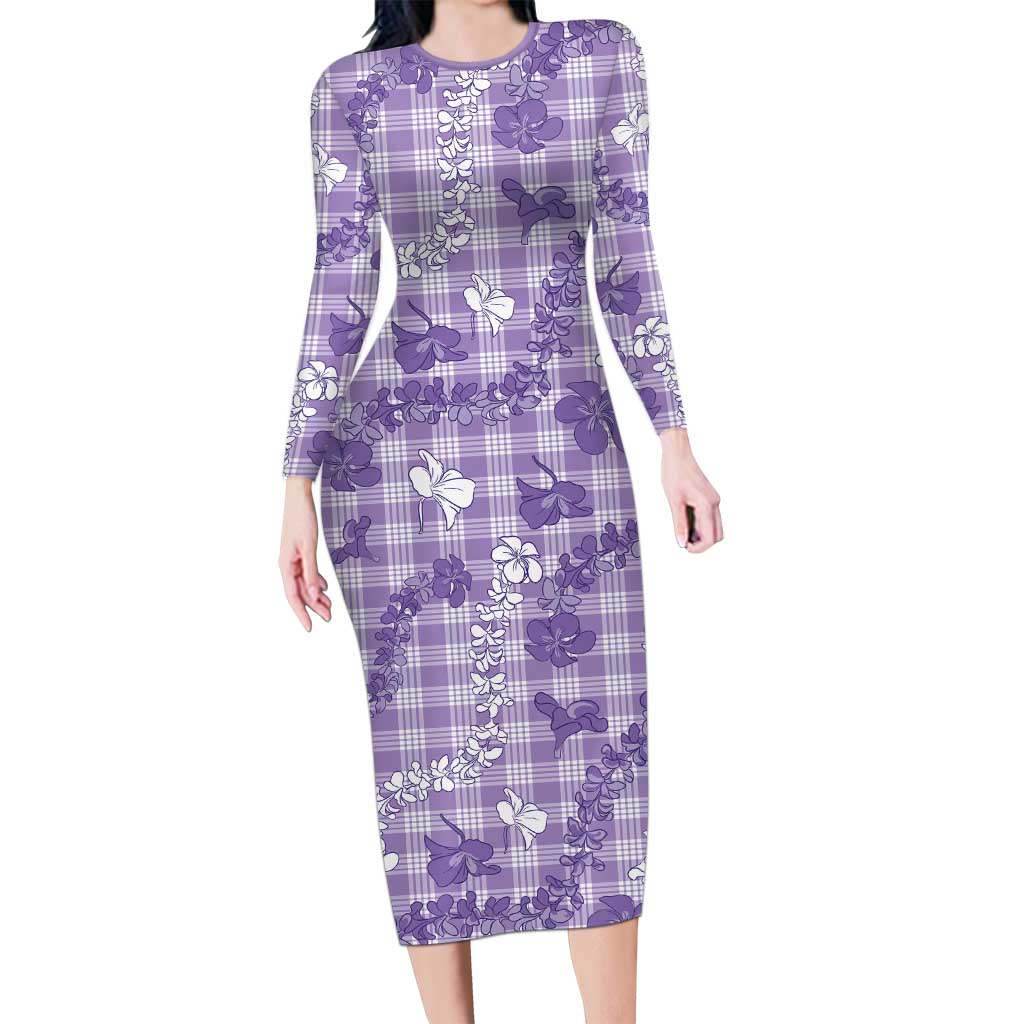 Poni Aloha Hawaii Family Matching Long Sleeve Bodycon Dress and Hawaiian Shirt Plumeria Lei With Palaka Motif - Polynesian Pride