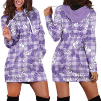 Poni Aloha Hawaii Hoodie Dress Plumeria Lei With Palaka Motif - Polynesian Pride