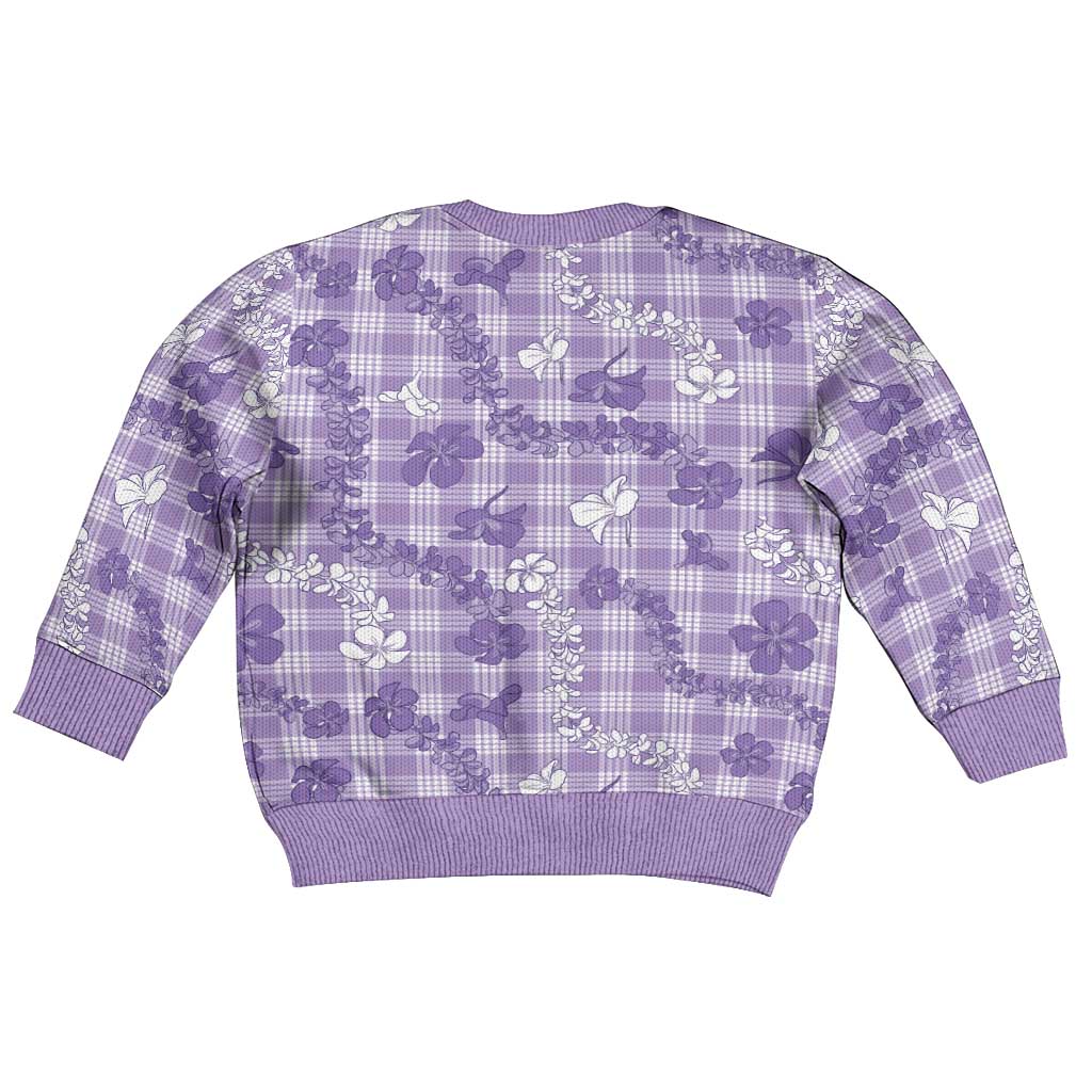 Poni Aloha Hawaii Kid Ugly Christmas Sweater Plumeria Lei With Palaka Motif - Polynesian Pride