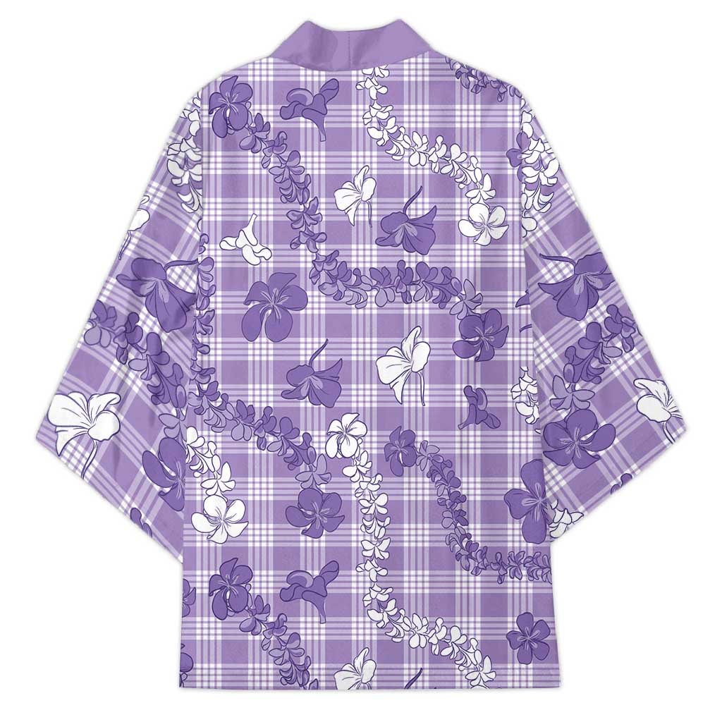 Poni Aloha Hawaii Kimono Plumeria Lei With Palaka Motif - Polynesian Pride