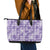 Poni Aloha Hawaii Leather Tote Bag Plumeria Lei With Palaka Motif - Polynesian Pride