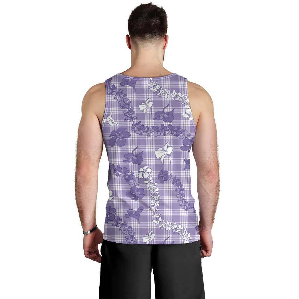 Poni Aloha Hawaii Men Tank Top Plumeria Lei With Palaka Motif - Polynesian Pride