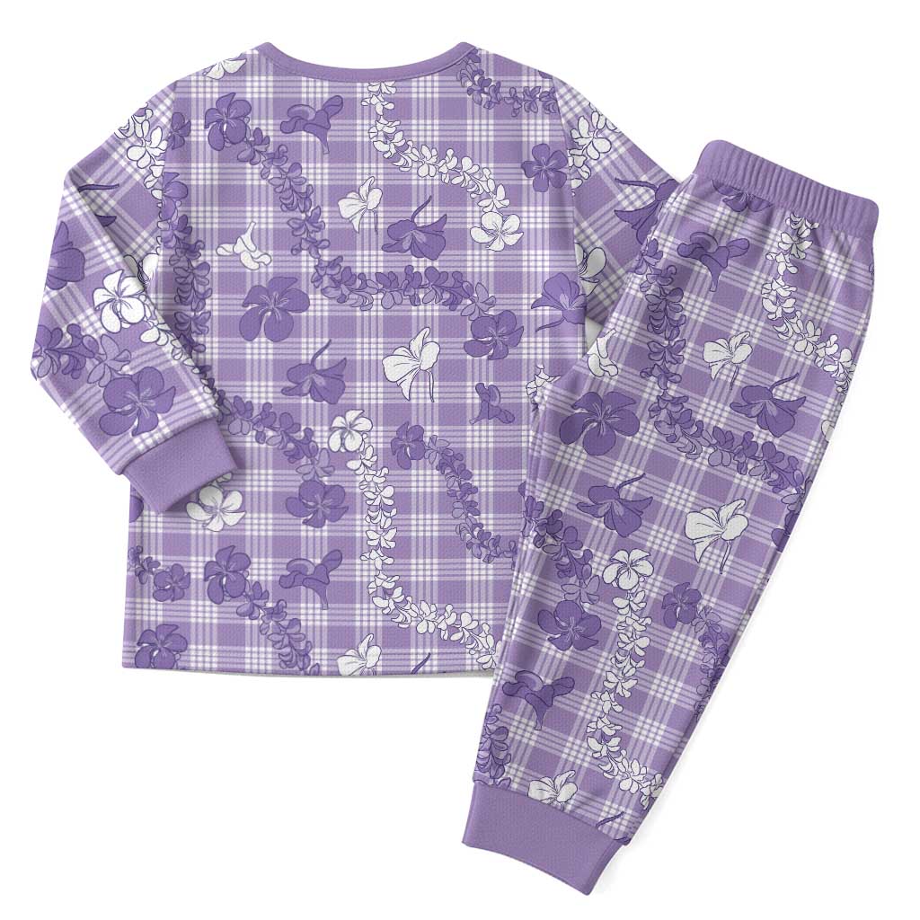 Poni Aloha Hawaii Christmas Pajama Set Plumeria Lei With Palaka Motif - Polynesian Pride