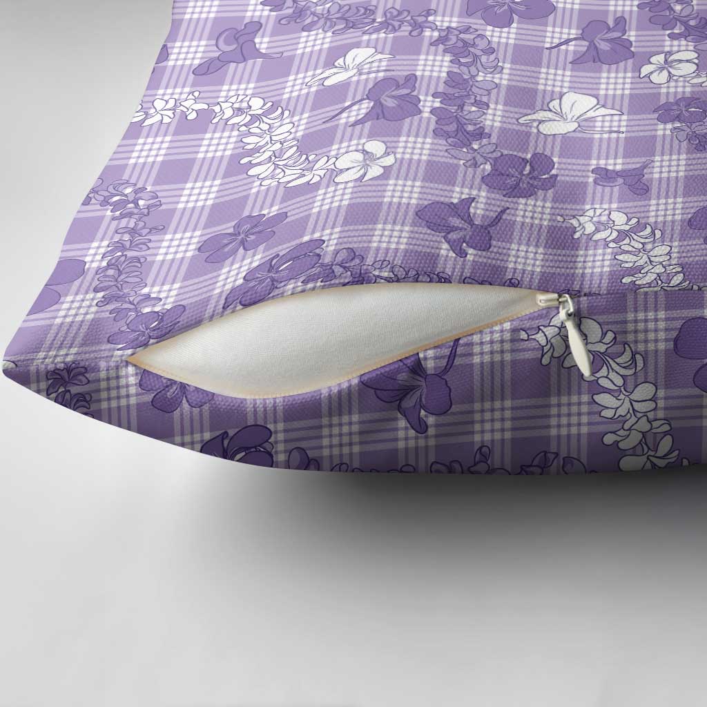 Poni Aloha Hawaii Pillow Cover Plumeria Lei With Palaka Motif - Polynesian Pride