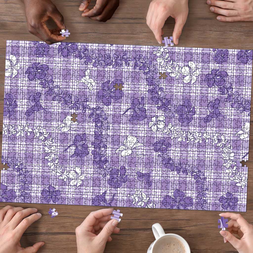 Poni Aloha Hawaii Puzzle Plumeria Lei With Palaka Motif - Polynesian Pride