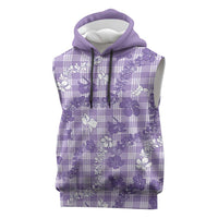 Poni Aloha Hawaii Sleeveless Hoodie Plumeria Lei With Palaka Motif LT14 Purple - Polynesian Pride