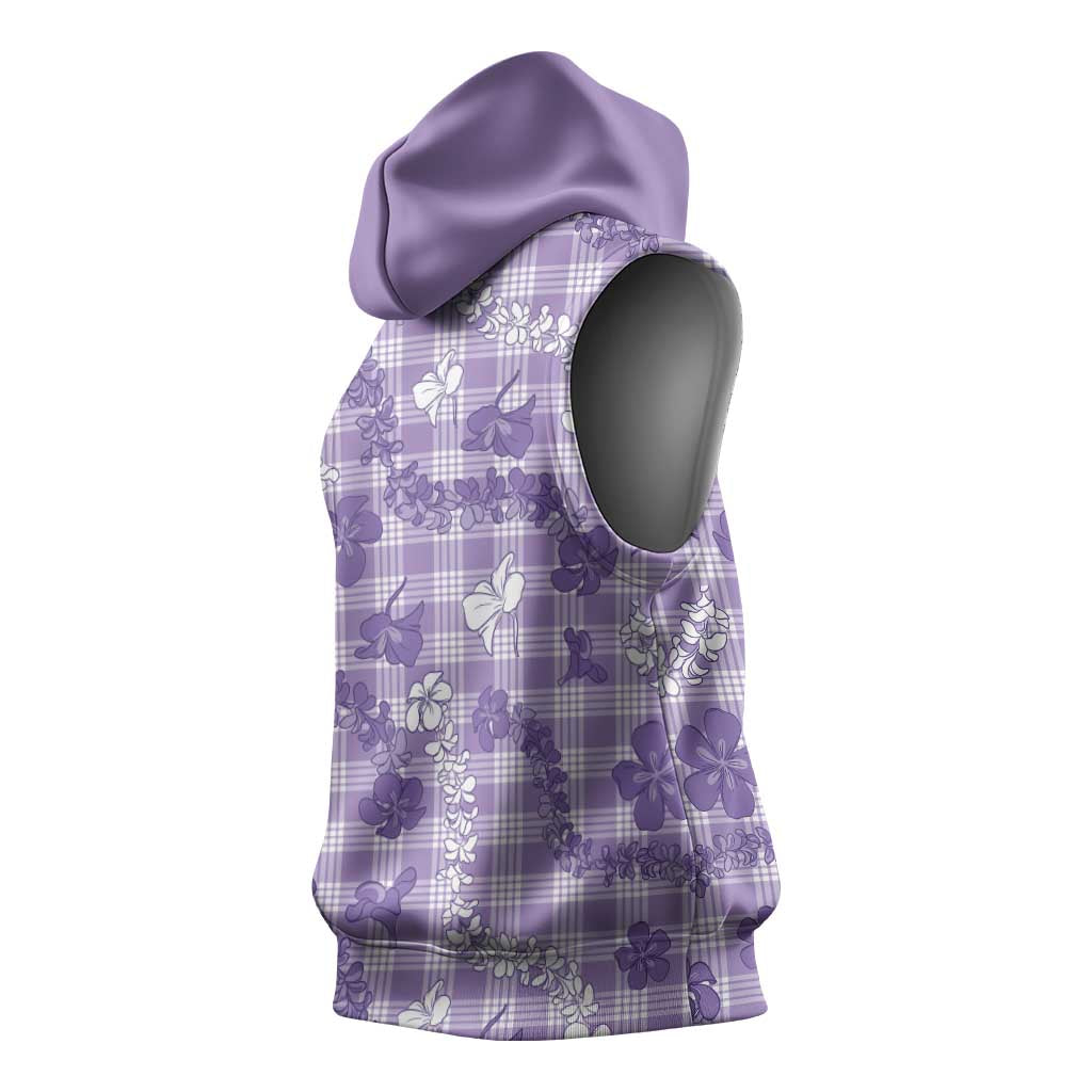 Poni Aloha Hawaii Sleeveless Hoodie Plumeria Lei With Palaka Motif LT14 - Polynesian Pride