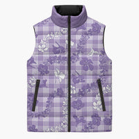 Poni Aloha Hawaii Sleeveless Puffer Jacket Plumeria Lei With Palaka Motif LT14 Unisex Purple - Polynesian Pride