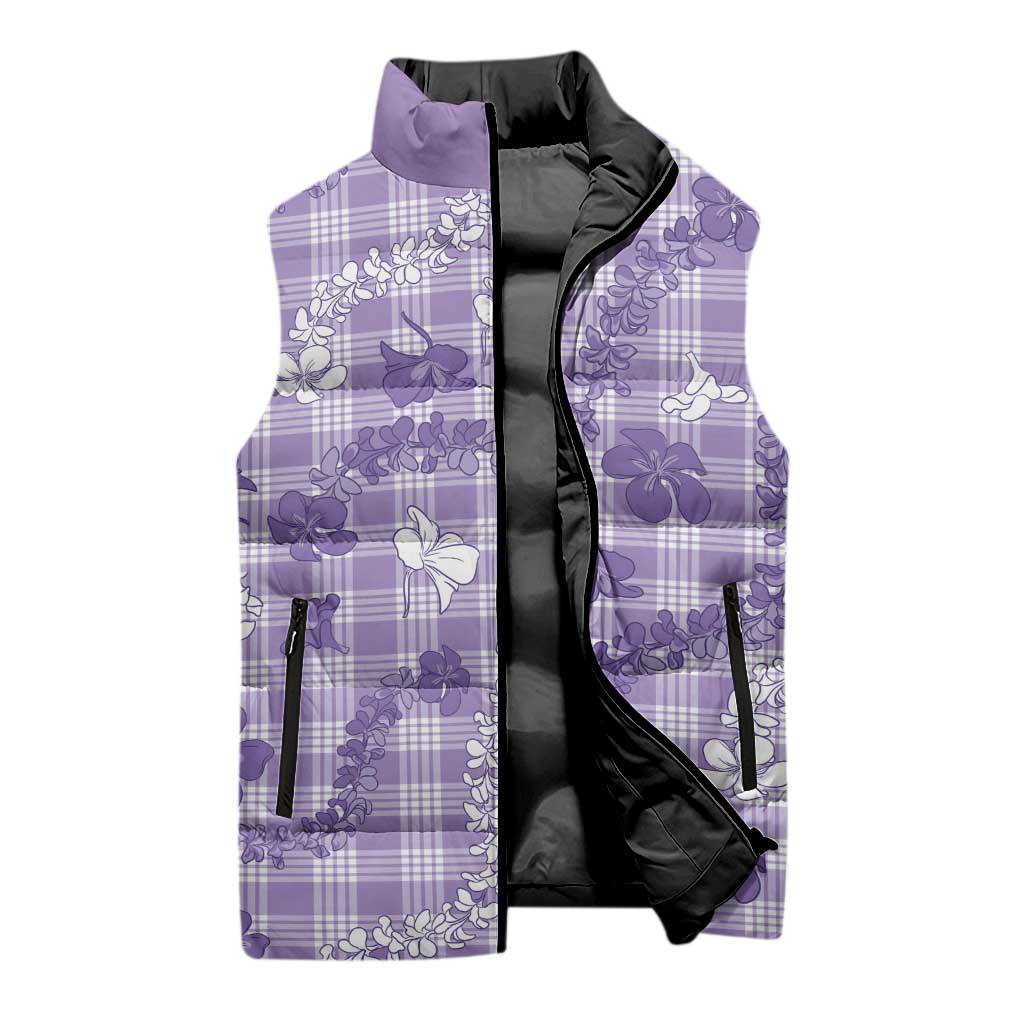 Poni Aloha Hawaii Sleeveless Puffer Jacket Plumeria Lei With Palaka Motif LT14 - Polynesian Pride
