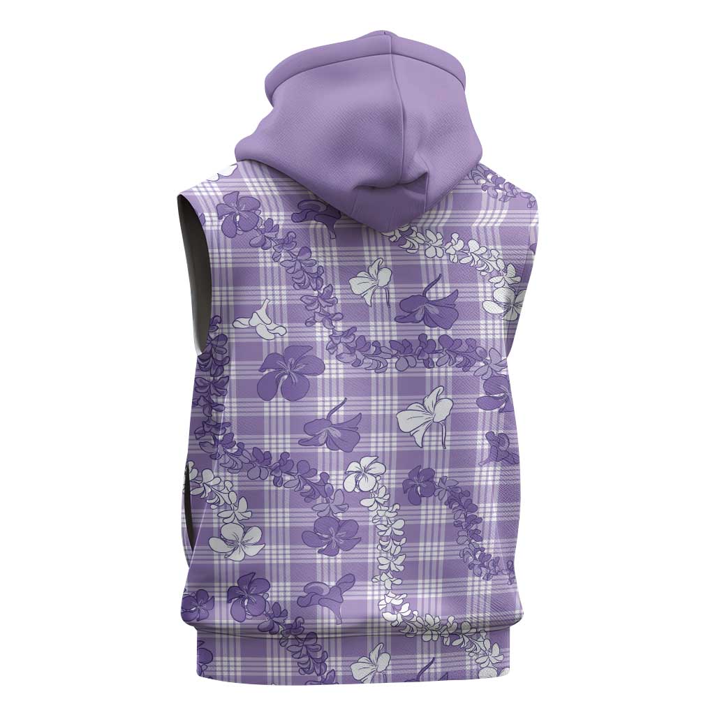 Poni Aloha Hawaii Sleeveless Zip Hoodie Plumeria Lei With Palaka Motif - Polynesian Pride