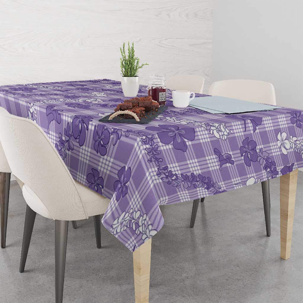 Poni Aloha Hawaii Tablecloth Plumeria Lei With Palaka Motif - Polynesian Pride