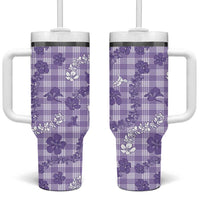 Poni Aloha Hawaii Tumbler With Handle Plumeria Lei With Palaka Motif - Polynesian Pride