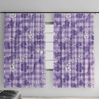Poni Aloha Hawaii Window Curtain Plumeria Lei With Palaka Motif LT14 With Hooks Purple - Polynesian Pride